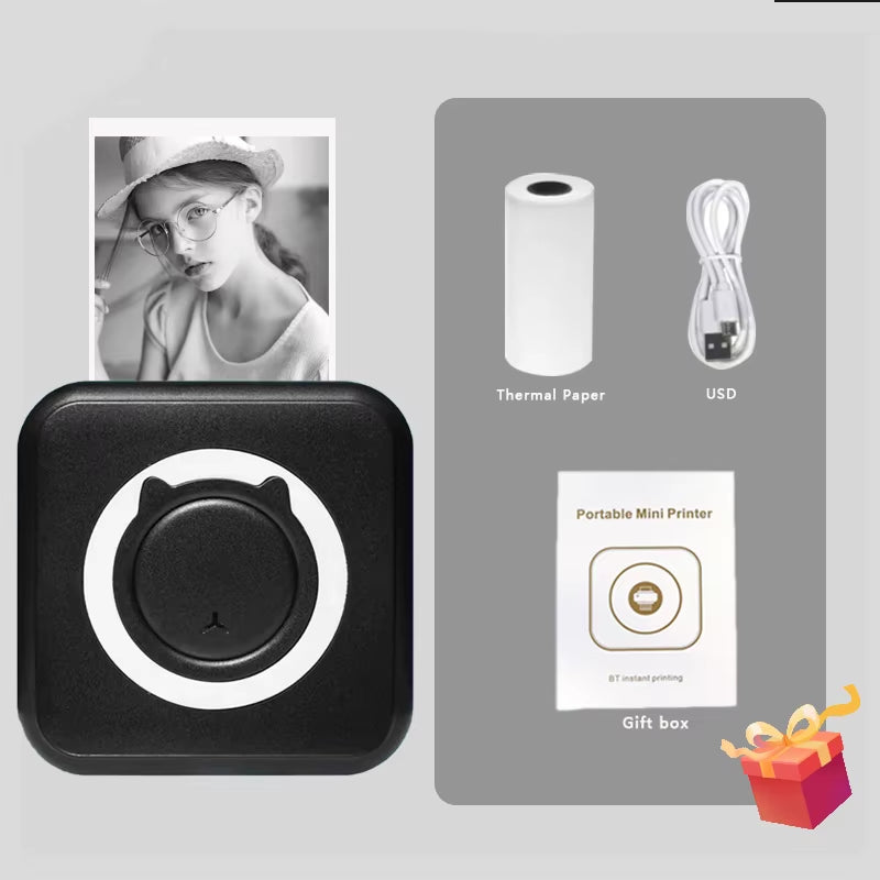 Portable Mini Thermal Printer Wirelessly BT 203Dpi Photo Label Memo Wrong Question Printing with USB Cable Imprimante Portable